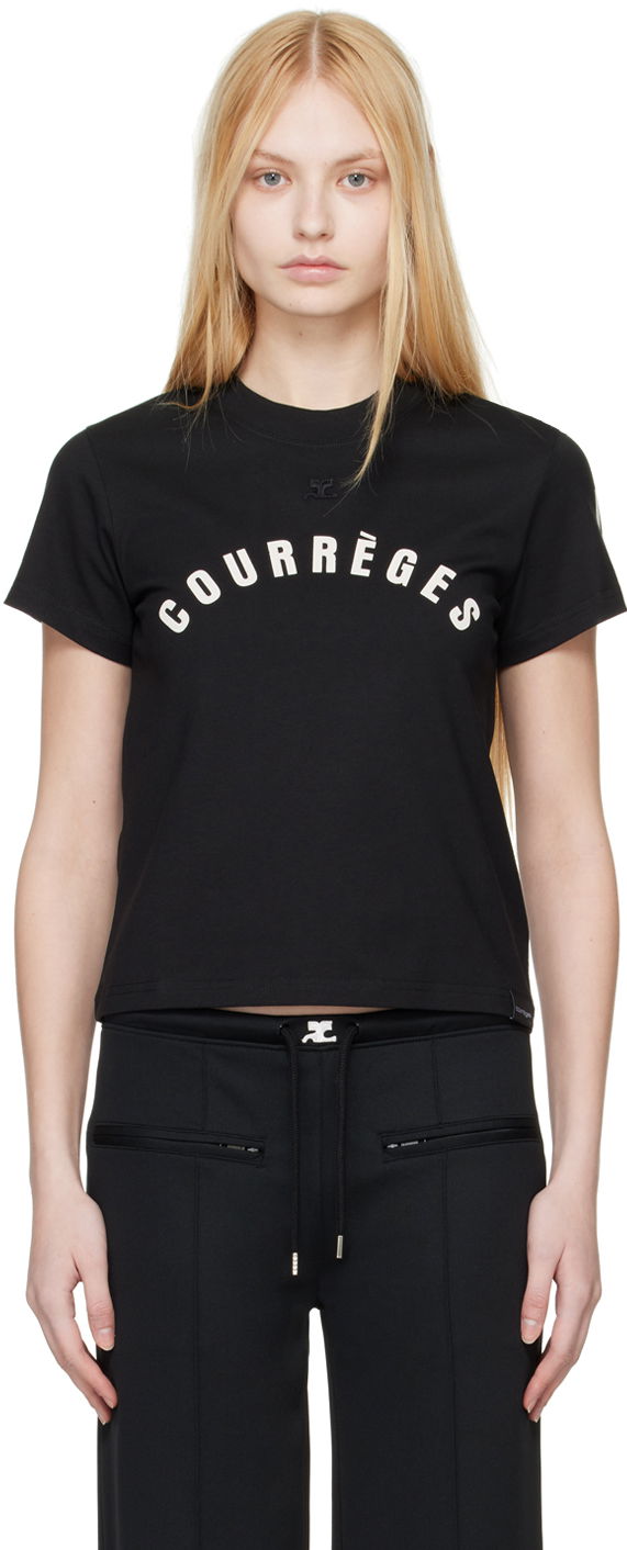 Majica kratkih rukava Courrèges Straight Logo T-Shirt Crna | 124JTS006JS0112