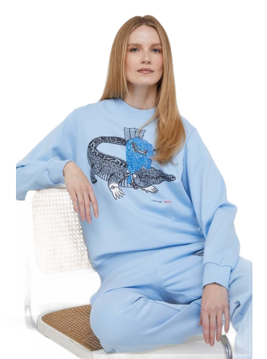Dukserice Lacoste x Netflix Loose Fit Organic Cotton Sweatshirt Plava | SF7564