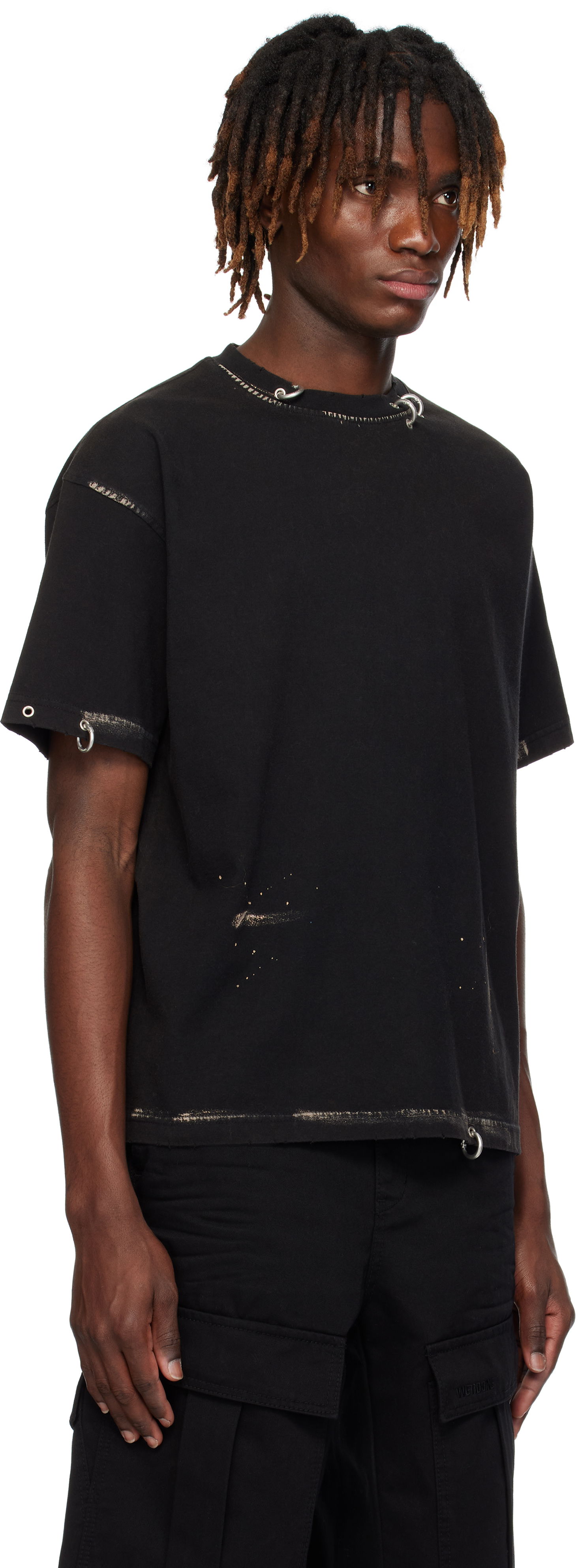 Majica kratkih rukava We11done We11done Pierced Distressed T-Shirt Crna | WD-TT0-25-770-U-BK, 1