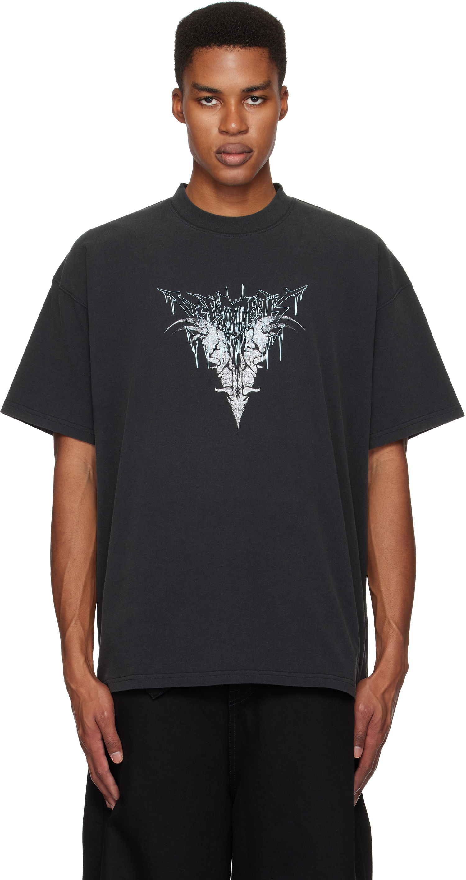 Majica kratkih rukava VETEMENTS Vetements Bone 'V' Graphic Regular T-Shirt Crna | UA66TR670B, 0