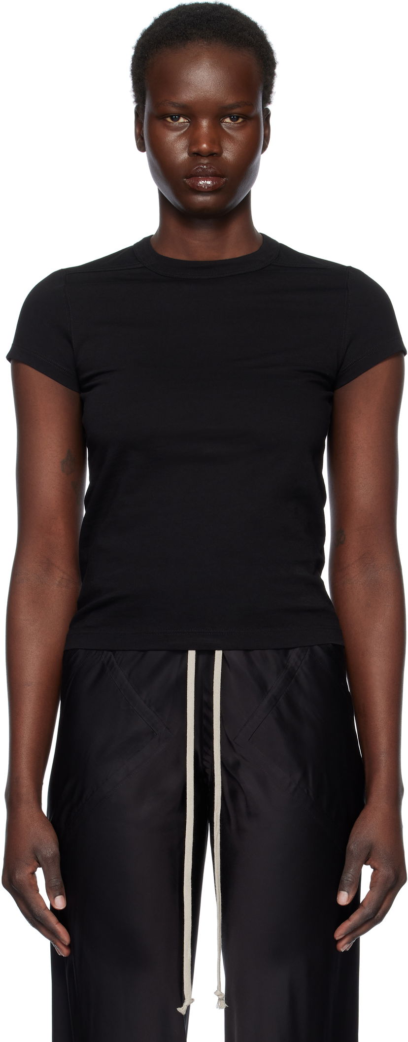 Majica kratkih rukava Rick Owens Rick Owens Hollywood Cropped Level T-Shirt Crna | RP01E7235 JA