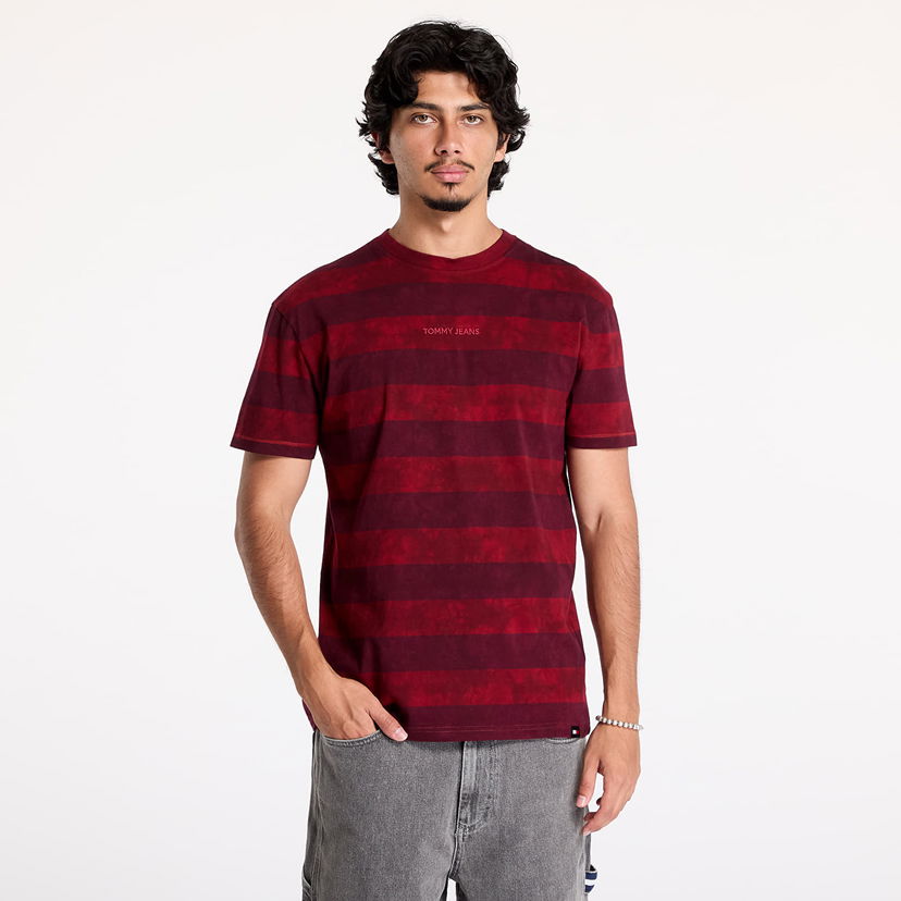Majica kratkih rukava Tommy Hilfiger Regular Classic Overdyed Tee Deep Rouge/ Heritage Pink Stripe Crvena | DM0DM19732 VLP