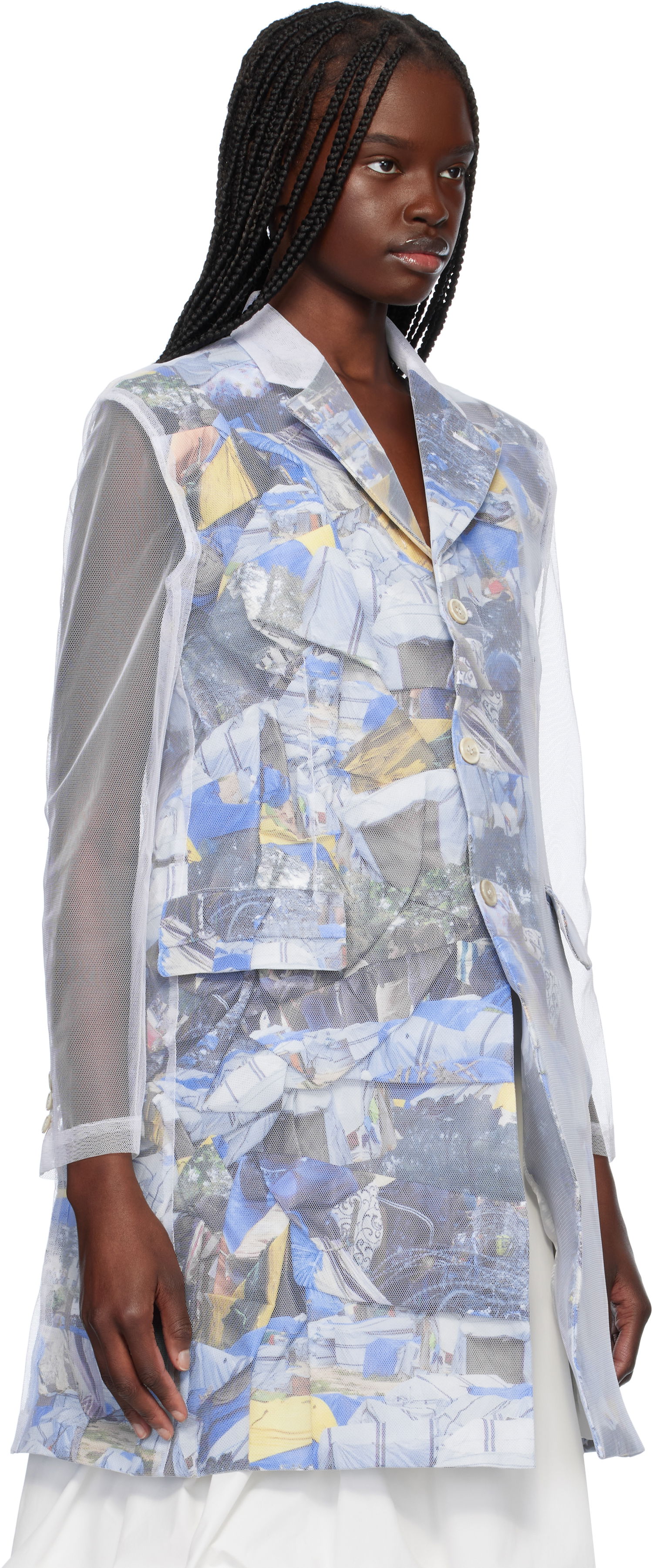 Vjetrovka Comme des Garçons Comme des Garçons Layered Mesh Print Jacket Bijela | GO-J038-S25, 1