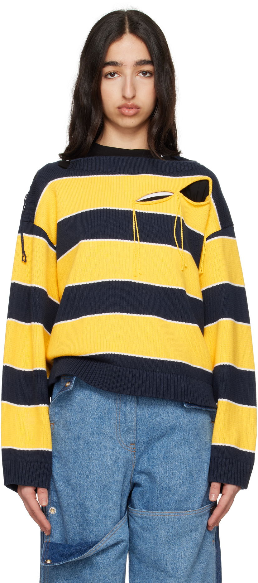 Džemper Charles Jeffrey Loverboy Charles Jeffrey LOVERBOY Slash Stripe Knit Sweater Žuta | 54091302