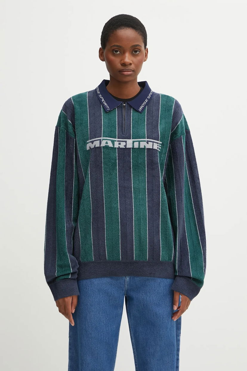 Dukserice Martine Rose Martine Rose Sporty Logo Striped Long-Sleeved Polo Sweatshirt Višebojno | 981YA20407