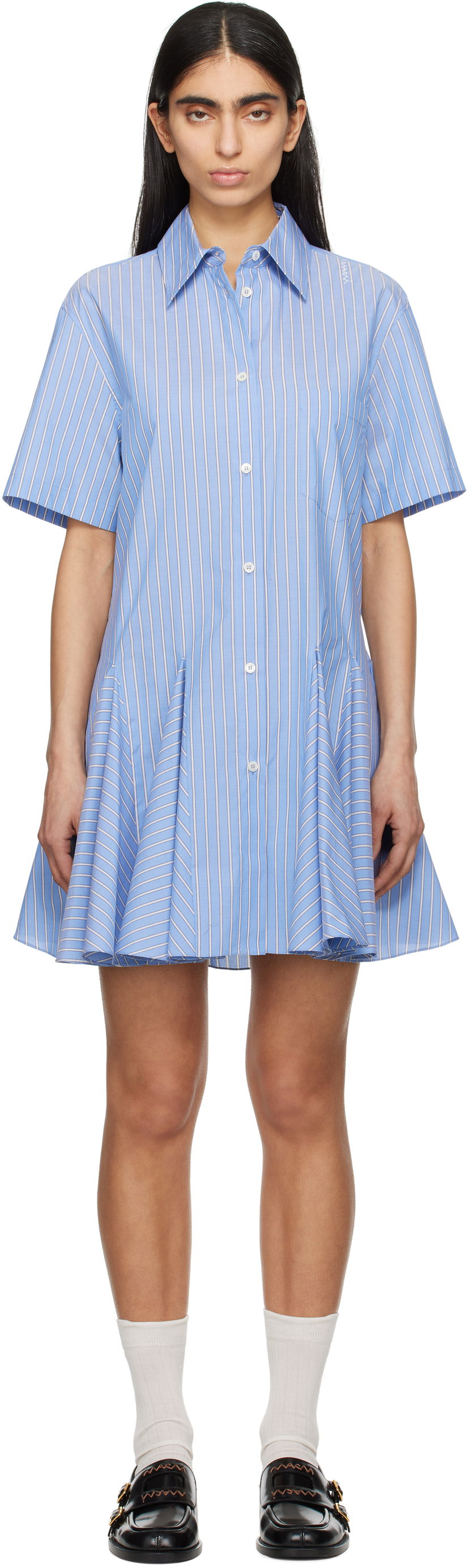 Haljina Marni Marni Striped Poplin Shirt Minidress Plava | ABMA1379S0 UTC455