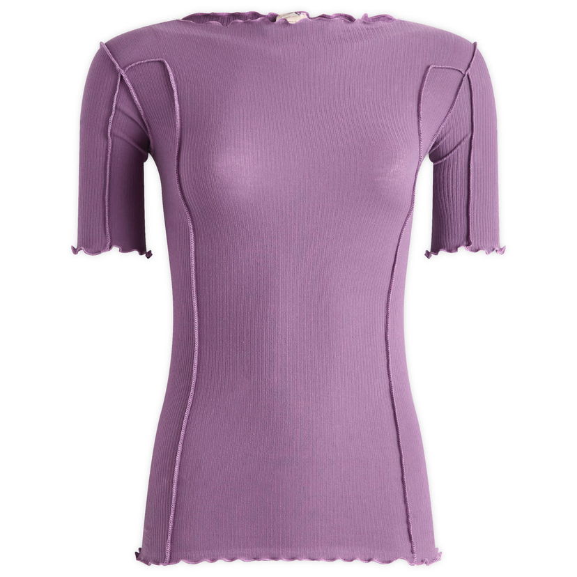Majica kratkih rukava Baserange Baserange Omato Lettuce Edge Ribbed T-Shirt, Size L Ljubičasta | TTOM3-CR-AU25-PUR