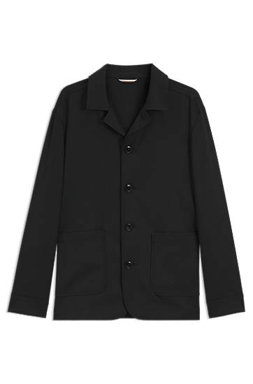 Jakna BOSS Relaxed Fit Virgin Wool Serge Overshirt Crna | 50545907