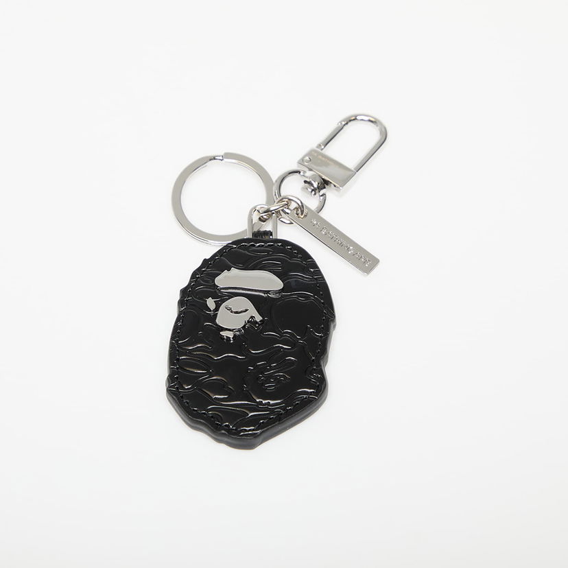 Privjesci za ključeve BAPE A BATHING APE Ape Head Leather Keychain Crna | 001GDK301009MBLK