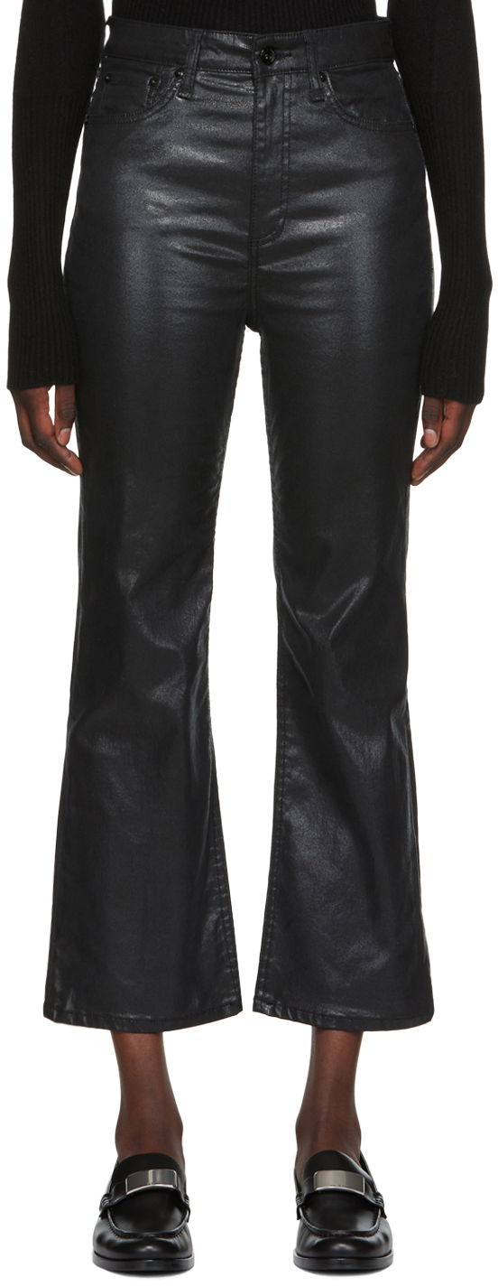 Jeans rag & bone Women's Casey Bootcut Coated Jeans Crna | WDD22F2917SGBL