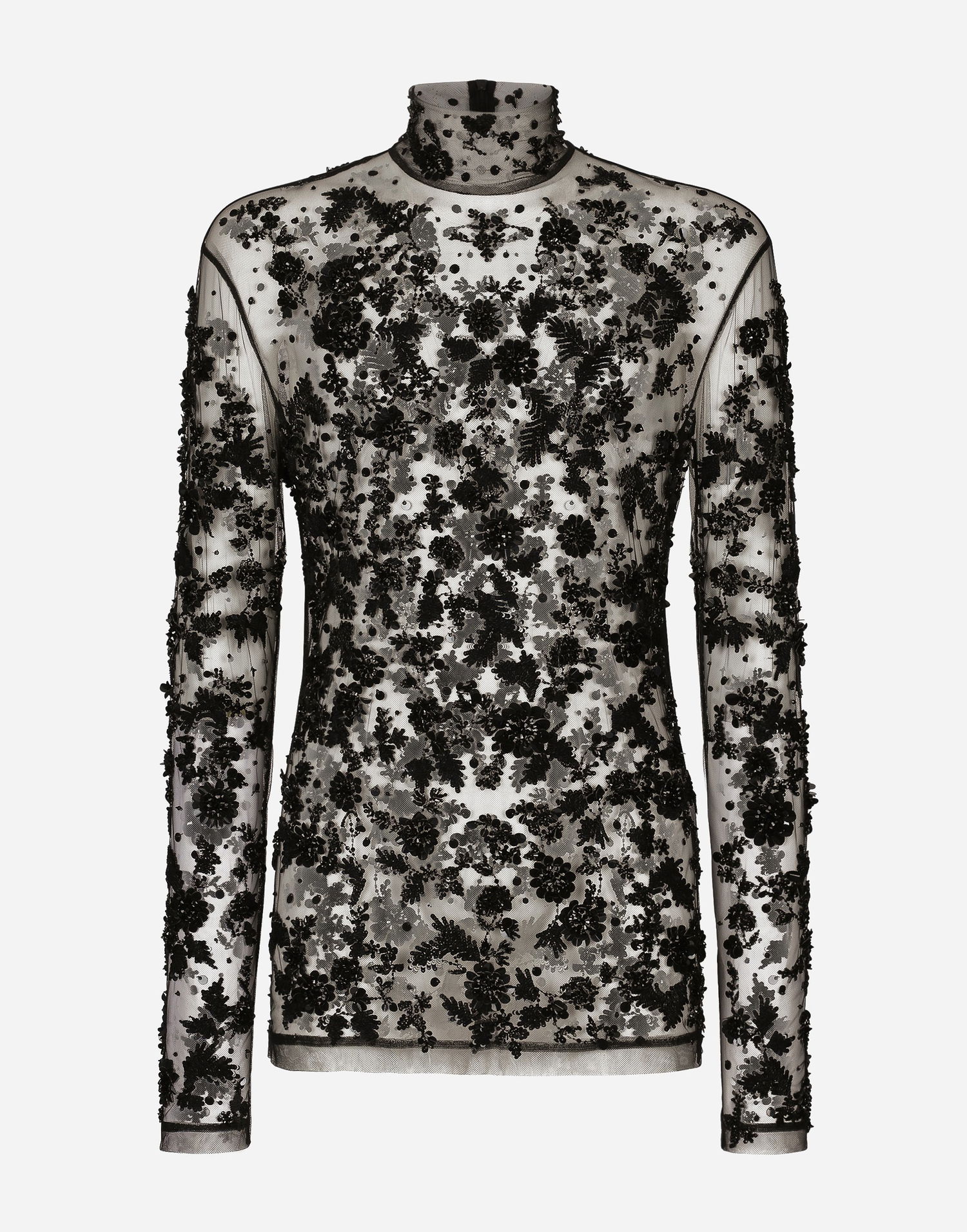 Majica kratkih rukava Dolce & Gabbana Sequined Tulle T-shirt Crna | G8RD9ZG7KG4N0000, 0