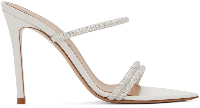 Tenisice i cipele Gianvito Rossi Cannes Crystal-Embellished Satin Heeled Sandals Bijela | G16090.15RIC.XCN
