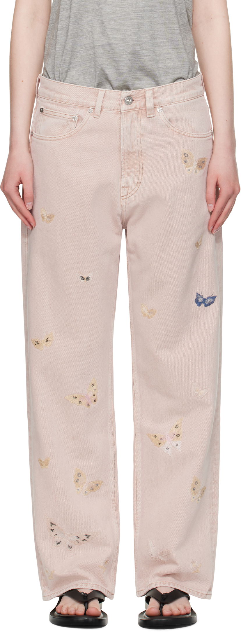 Jeans OUR LEGACY Our Legacy Third Cut Butterfly Embroidered Jeans Ružičasta | M2255TRB