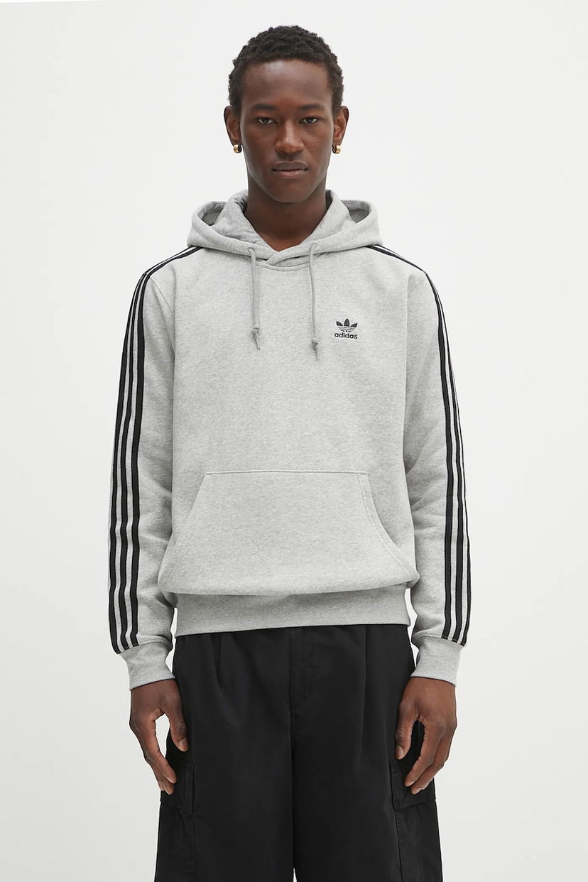 Dukserice adidas Originals adidas Originals 3-Stripes Hoodie Siva | JY1376