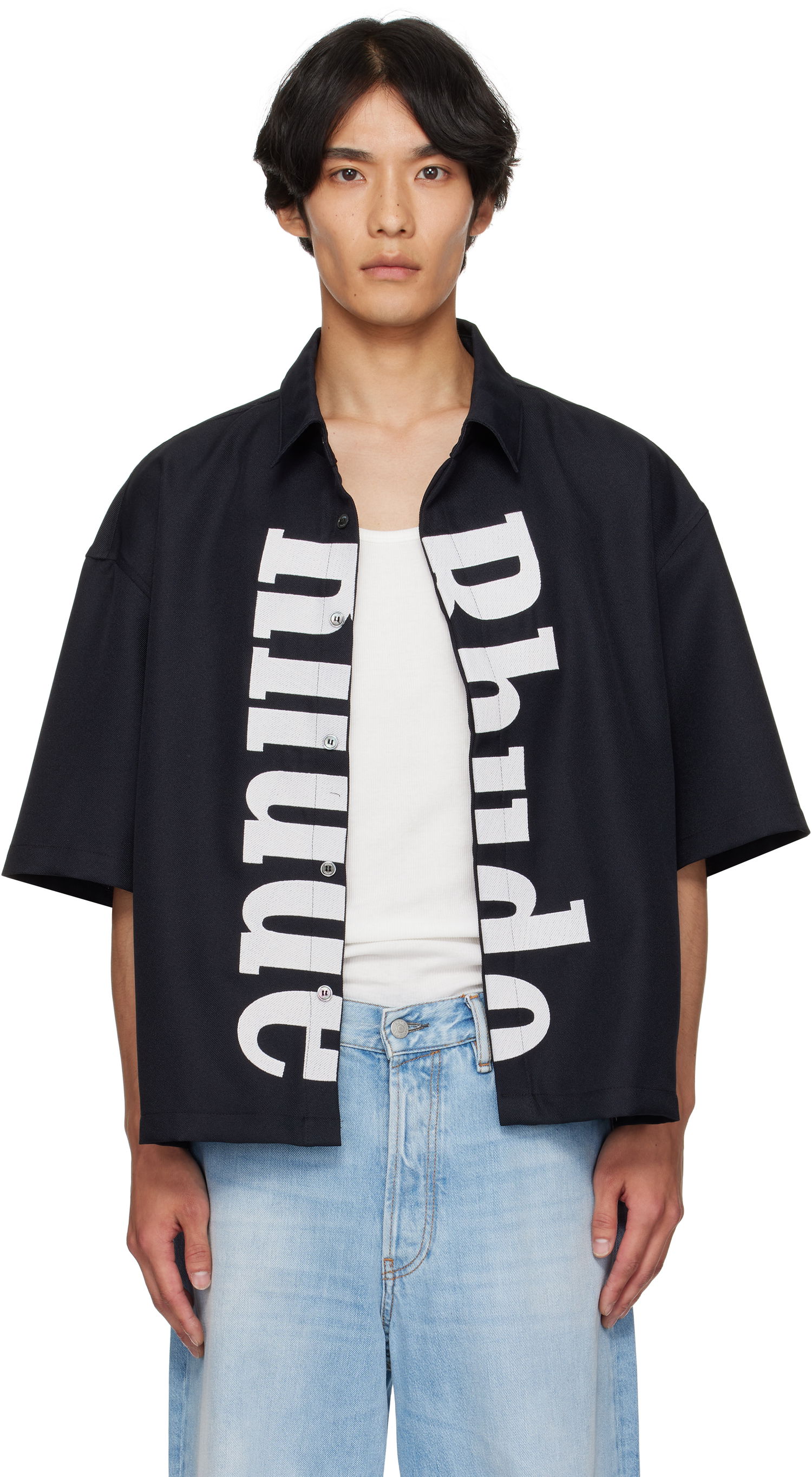 Košulja Rhude Rhude Center Logo Button-Up Shirt Crna | RHPF25SR01731, 0