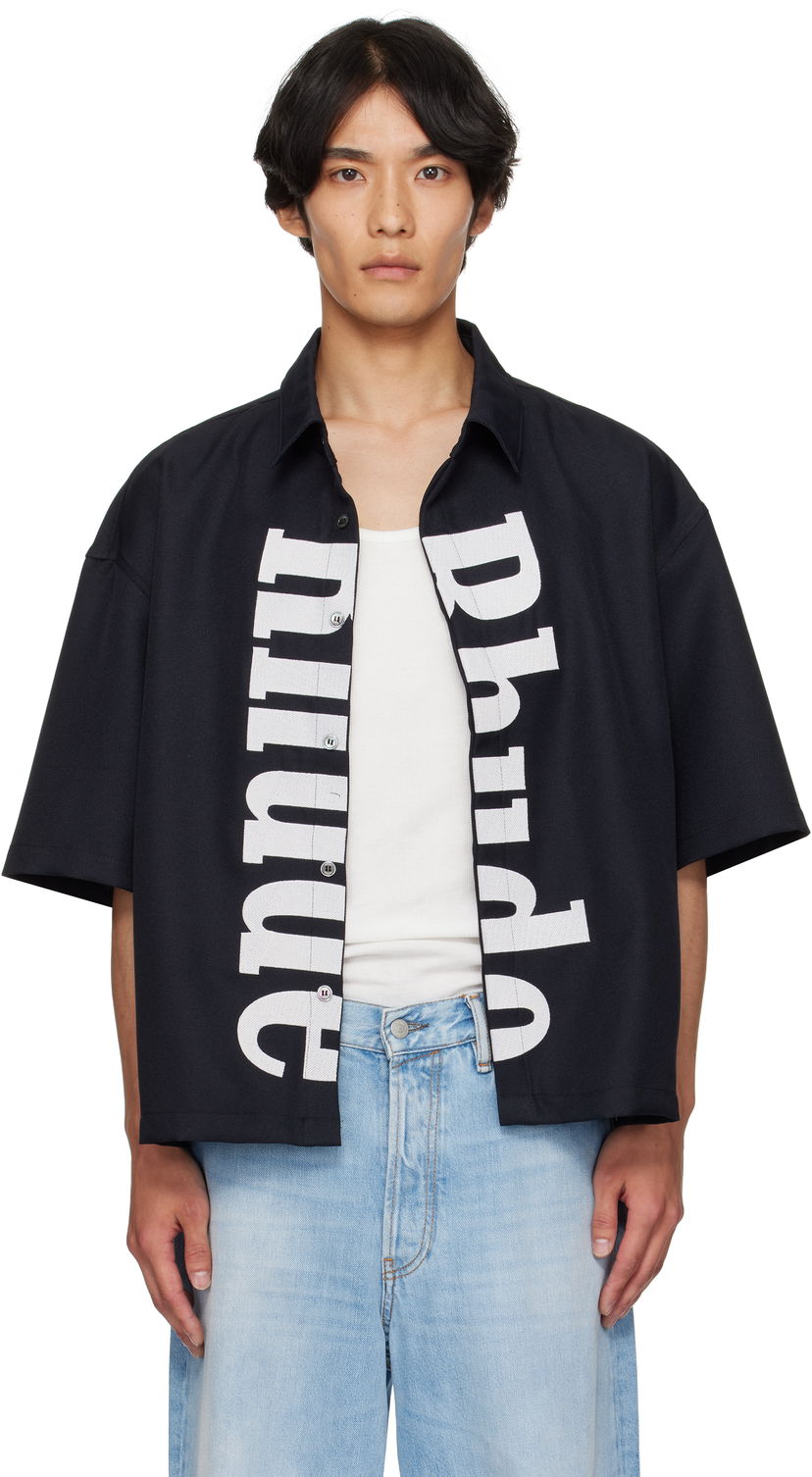 Košulja Rhude Rhude Center Logo Button-Up Shirt Crna | RHPF25SR01731