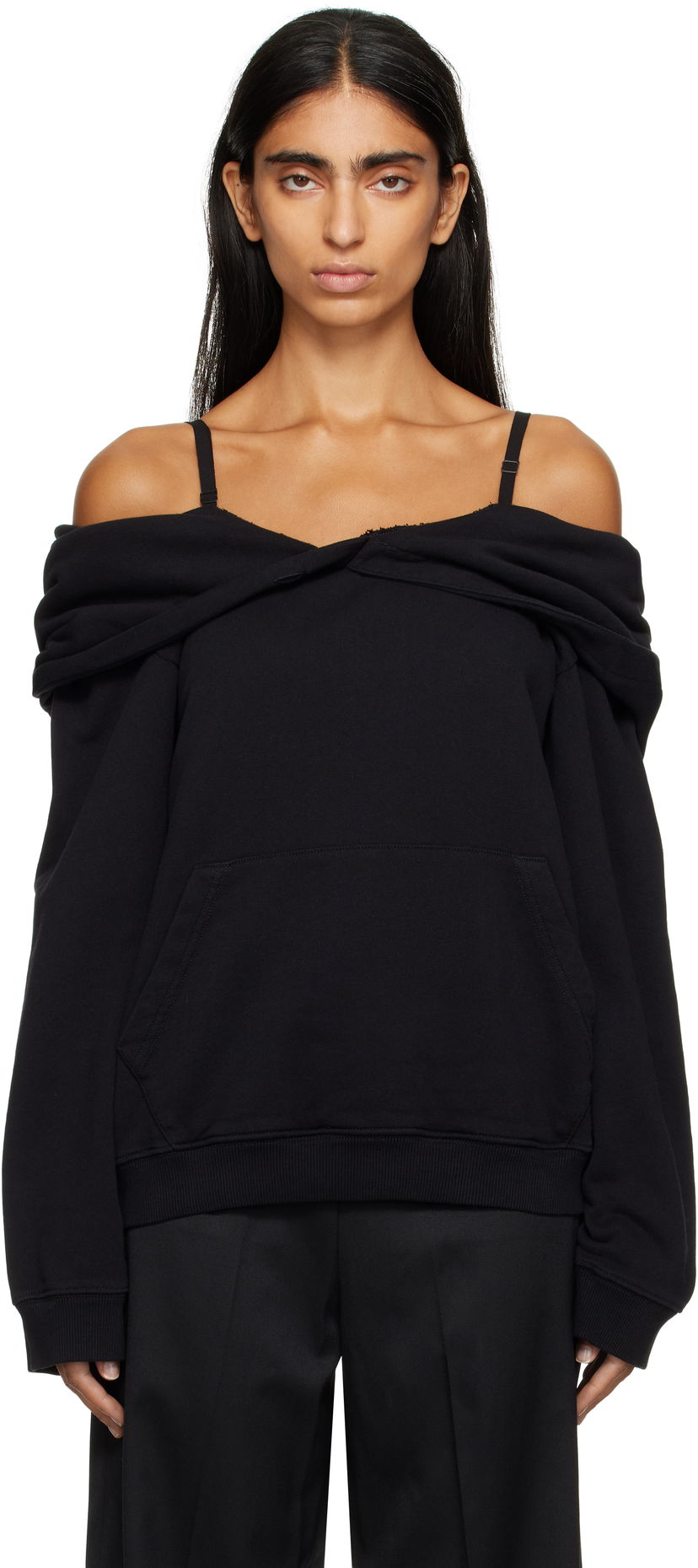 Dukserice Maison Margiela MM6 Maison Margiela Off-The-Shoulder Hoodie Crna | S52GU0244 M25014
