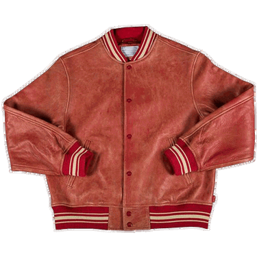 Jakna Supreme Painted Leather Varsity Jacket Crvena | SS19J33 RED, 0