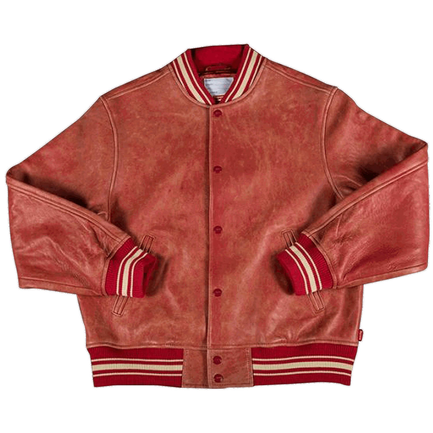 Jakna Supreme Painted Leather Varsity Jacket Crvena | SS19J33 RED, 0