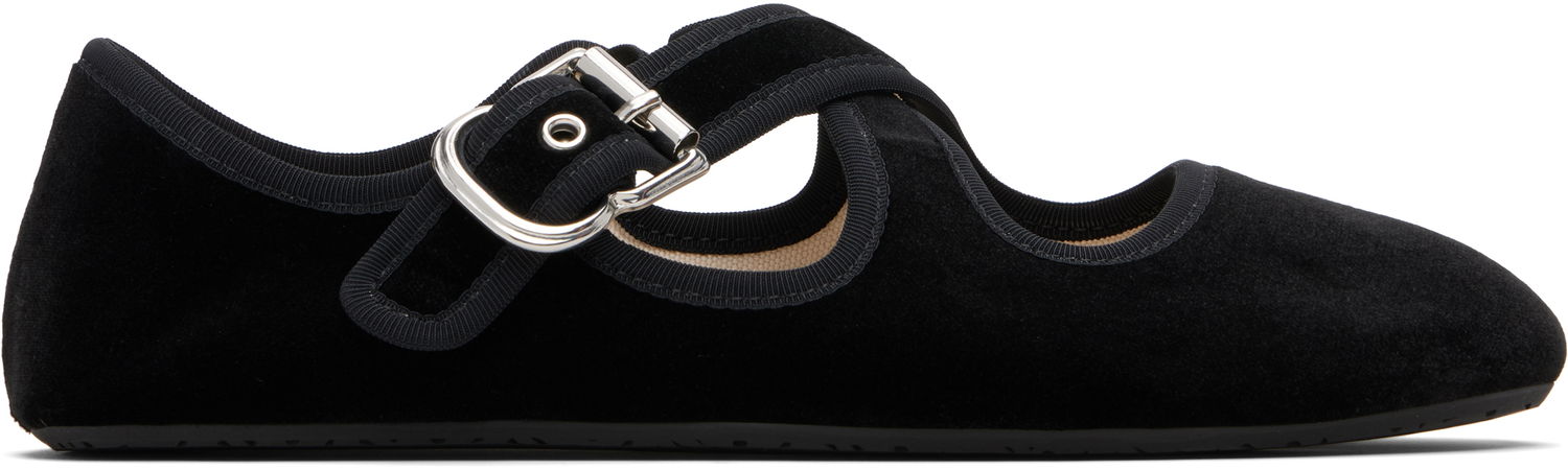 Tenisice i cipele Alaïa ALAÏA Criss Cross Velvet Ballerina Flats Crna | AA3A046TK059, 0