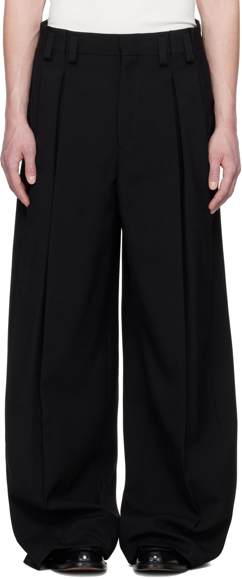 Hlače Jil Sander Jil Sander Wool Pleated Trousers Crna | J21KA0265_J40160