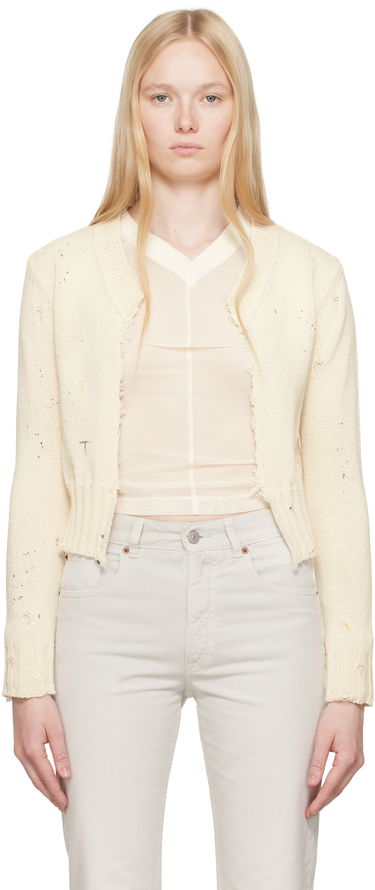 Džemper Maison Margiela MM6 Maison Margiela Paint Knit Cropped Cardigan Bijela | S62HP0027 M13123, 0