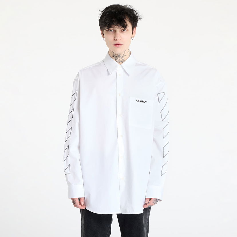 Košulja Off-White Off-White Diag Outline Poplin Over Shirt Bijela | OMGE004S25FAB0020110