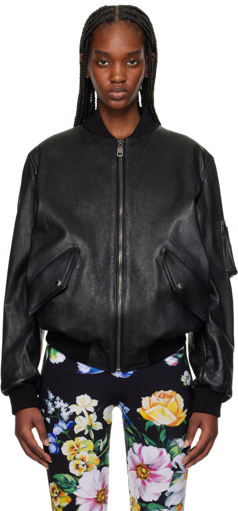 Bomber jakna Dolce & Gabbana Dolce&Gabbana Nappa Leather Bomber Jacket Crna | F9S37L HULQJ