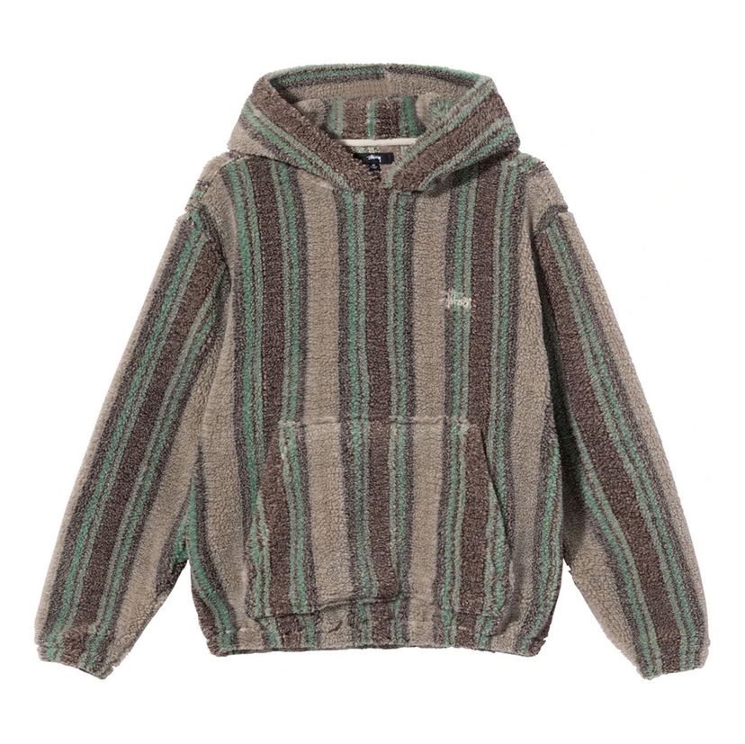 Dukserice Stüssy Striped Sherpa Hoodie Zelena | 118438-TANN
