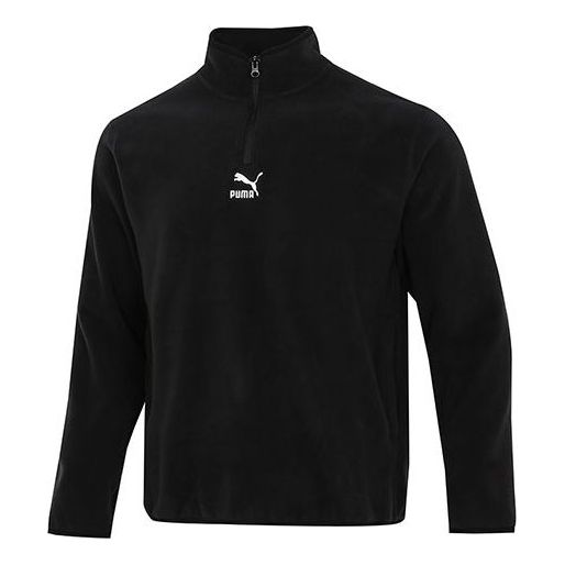 Džemper Puma Classics Polar Fleece Half Zip Stand Collar Knit Crna | 533121-01