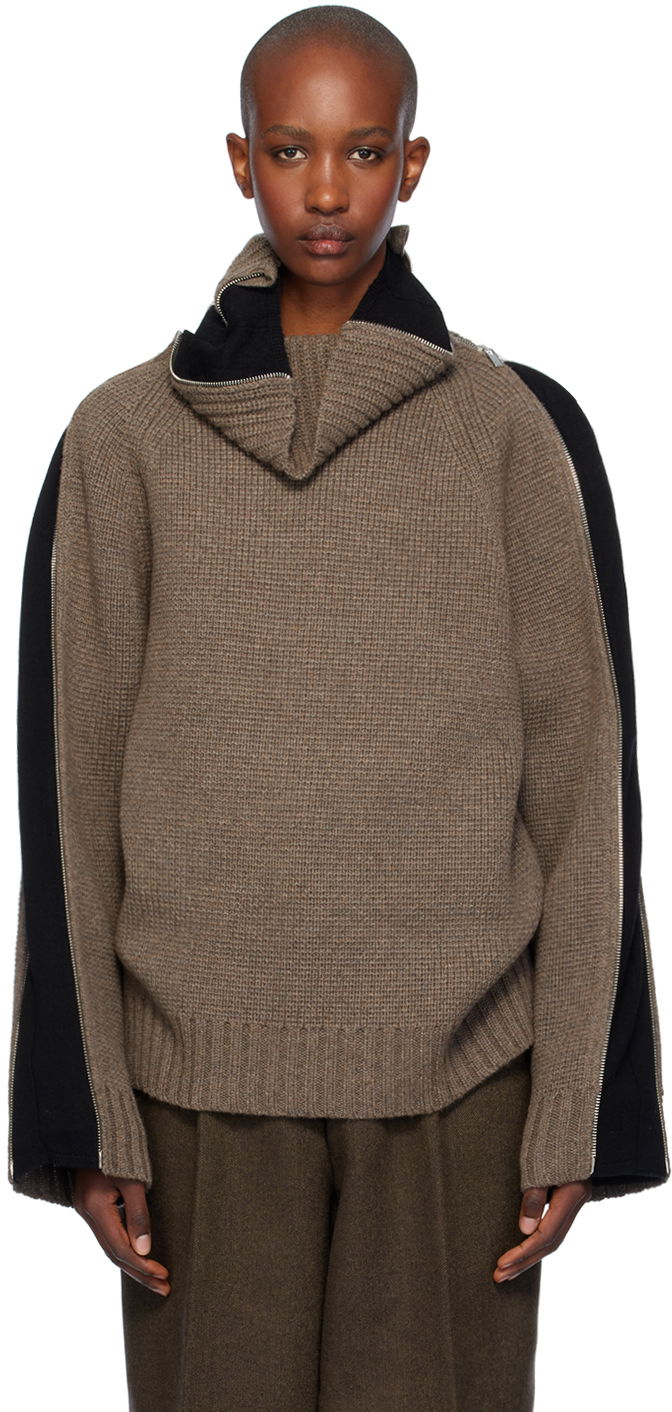Džemper Helmut Lang Turtleneck Wool-Blend Sweater Smeđa | O06HW797