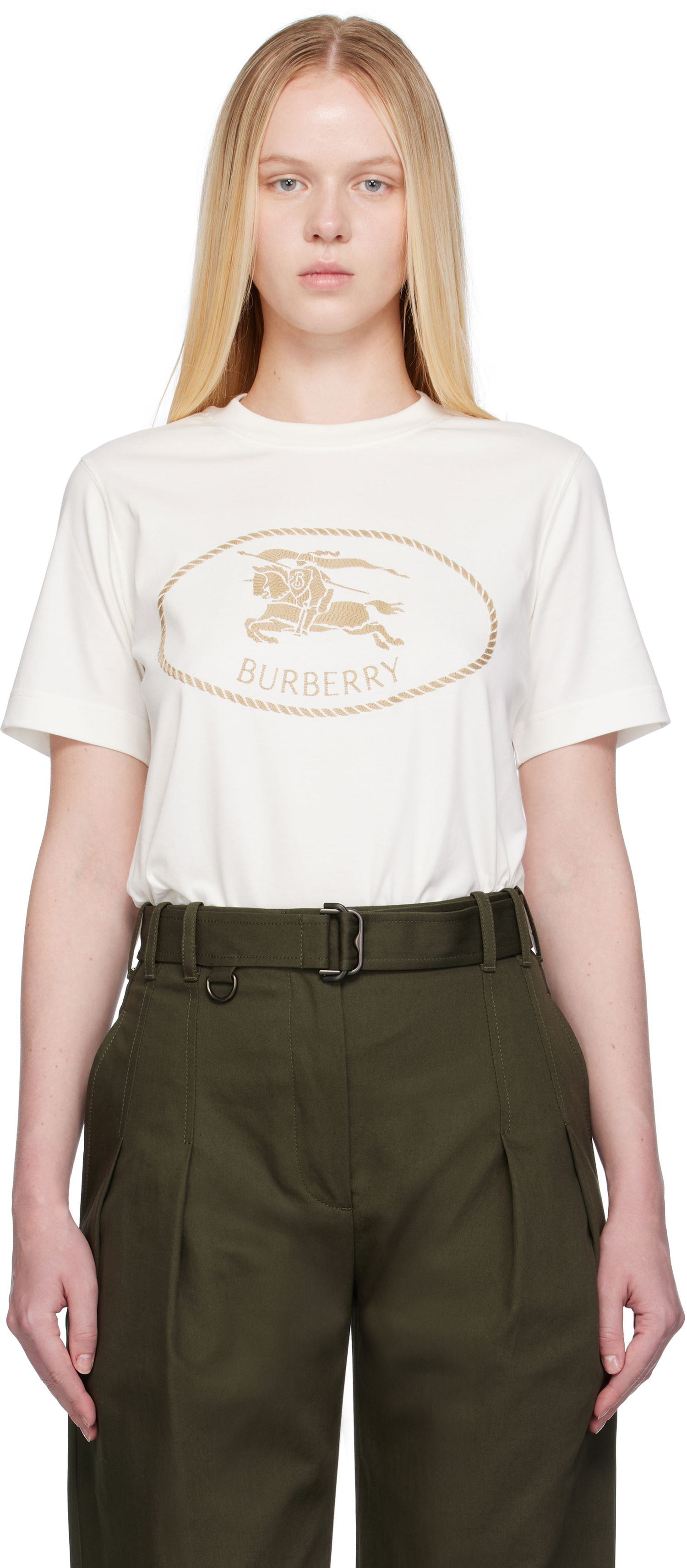 Majica kratkih rukava Burberry Burberry Knight Stamp Cotton T-Shirt Bijela | 8109817, 0
