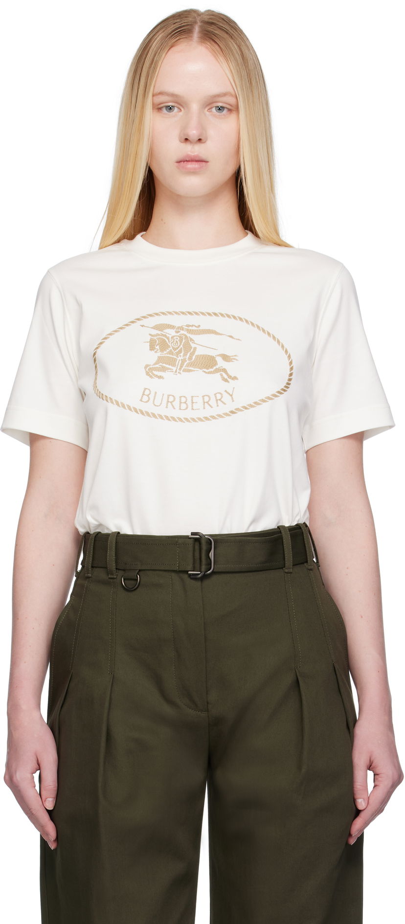 Majica kratkih rukava Burberry Burberry Knight Stamp Cotton T-Shirt Bijela | 8109817