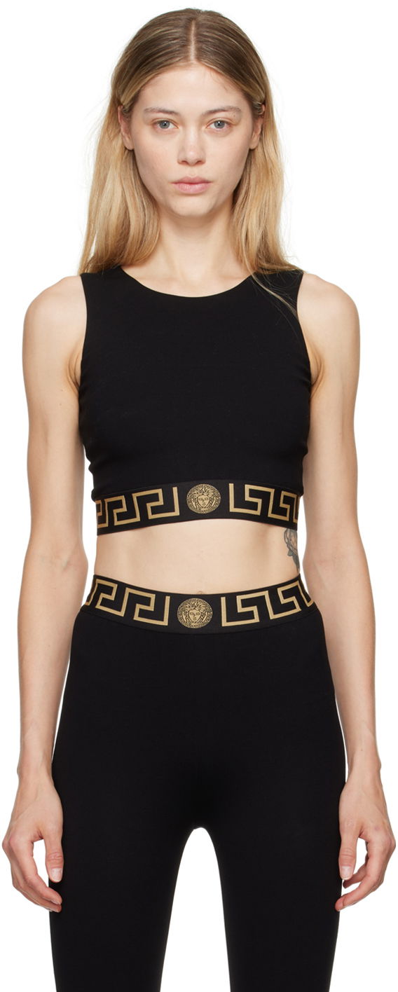 Majica bez rukava Versace Versace Greca Border Sports Bra Crna | 1015878_1A11143_1B000