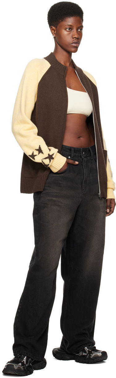 Džemper We11done We11done Zip-Up Star-Intarsia Cardigan Smeđa | WD-KJ0-24-620-U-BR, 3