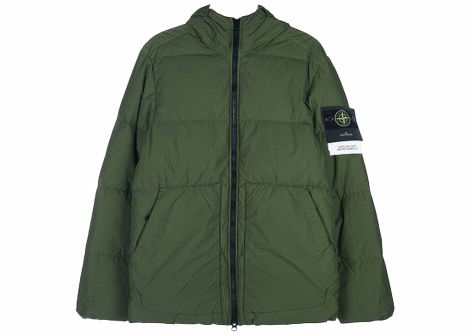 Pernata jakna Stone Island Designer Garment Dyed Crinkled Jacket Zelena | 791540623 V0058