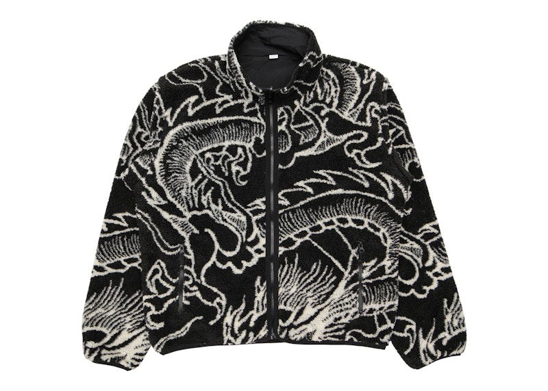 Dukserice Stüssy Dragon Sherpa Jacket Crna | 118510_BLAC