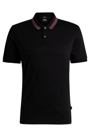 Polo majica BOSS BOSS Slim Fit Polo Shirt with Collar Stripe Crna | 50531791