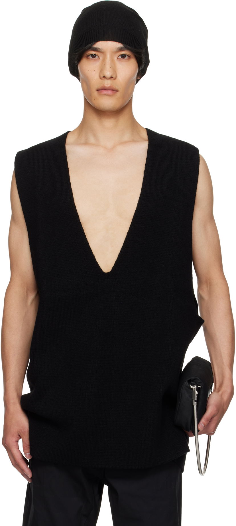 Majica bez rukava Rick Owens Rick Owens Concordians V-Neck Tank Top Crna | RU02E1683 CHWSR