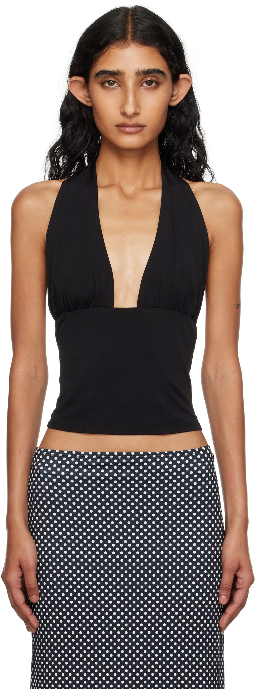 Majica bez rukava Miaou Miaou Mathilde Halter Neck Top Crna | 7189VISBLK