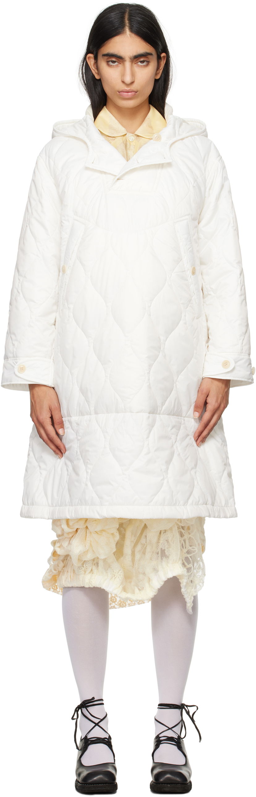 Pernata jakna Comme des Garçons Comme Des Garcons Quilted Hooded Coat Bijela | TN-O013-051