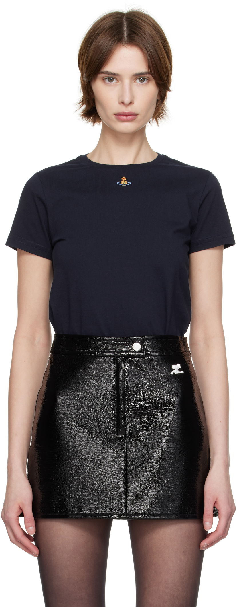Suknja Vivienne Westwood Vivienne Westwood Orb Peru T-Shirt Crna | 3G010017-J001M-