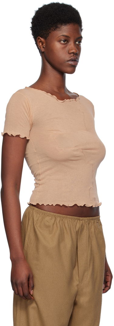 Crop top Baserange Slim Fit Lettuce Trim T-Shirt Bež | TOGE-CG-SP24, 1