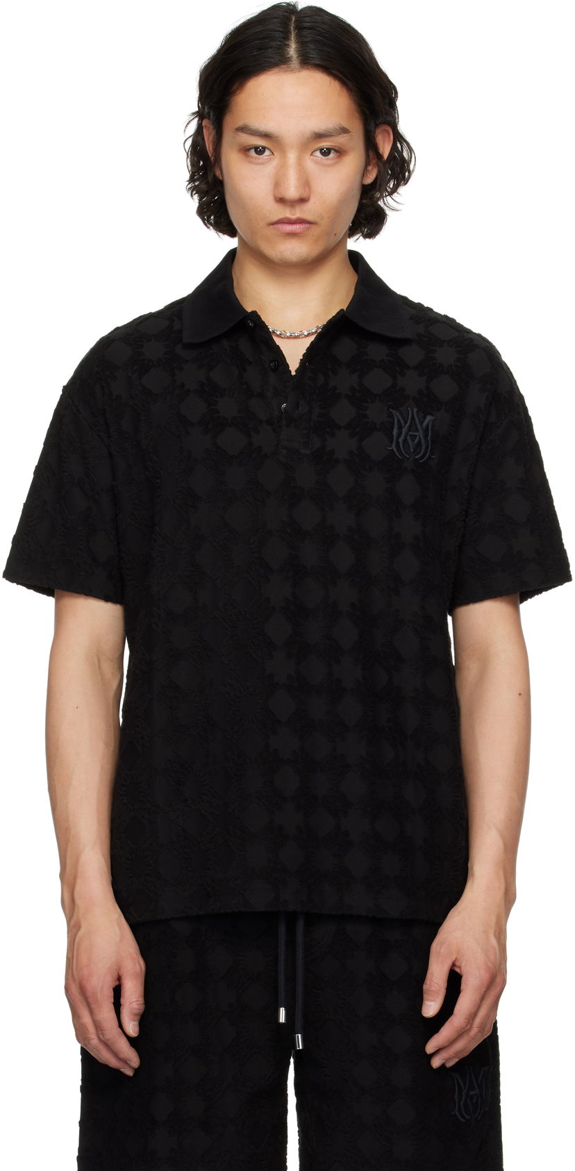 Polo majica AMIRI AMIRI MA Quad Toweling Polo Crna | AMJYPO1015