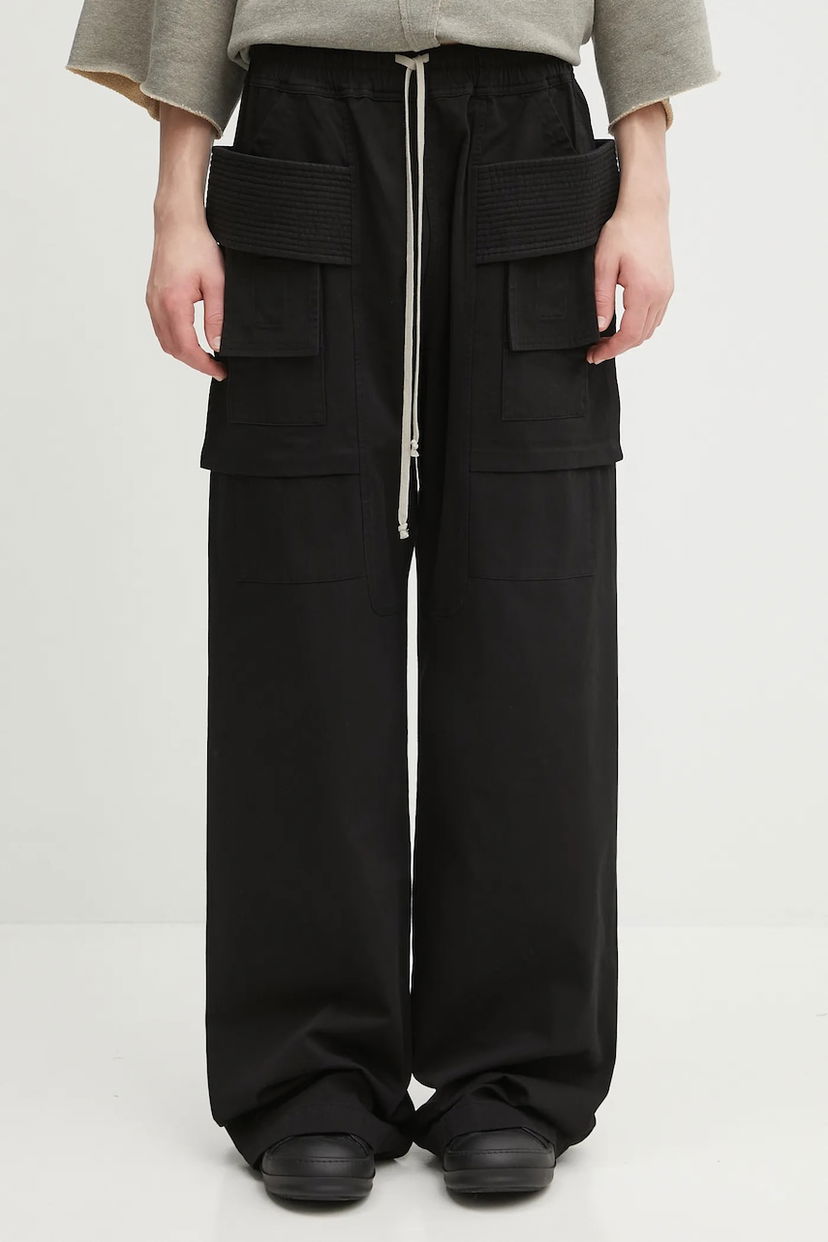 Cargo hlače Rick Owens Rick Owens DRKSHDW Creatch Wide Cargo Drawstring Cotton Pants Crna | DU02E7394.TW