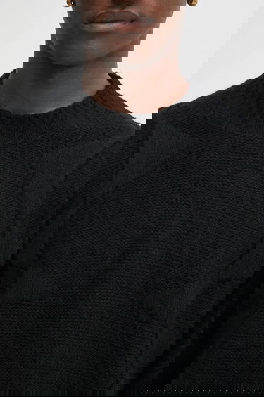 Džemper HELIOT EMIL Textured Knit Crewneck Sweater Crna | PREAW25.M.07.063.BLK01., 3