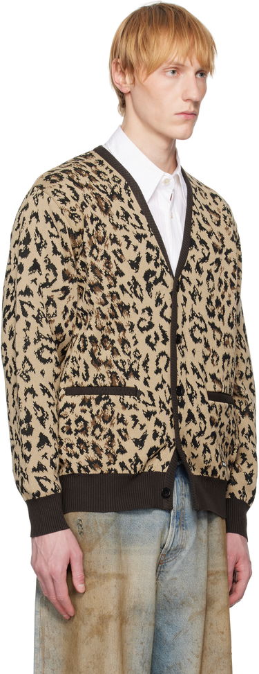 Džemper WACKO MARIA WACKO MARIA Leopard Jacquard Knit Cardigan Bež | 25SS-WMK-KN14, 1