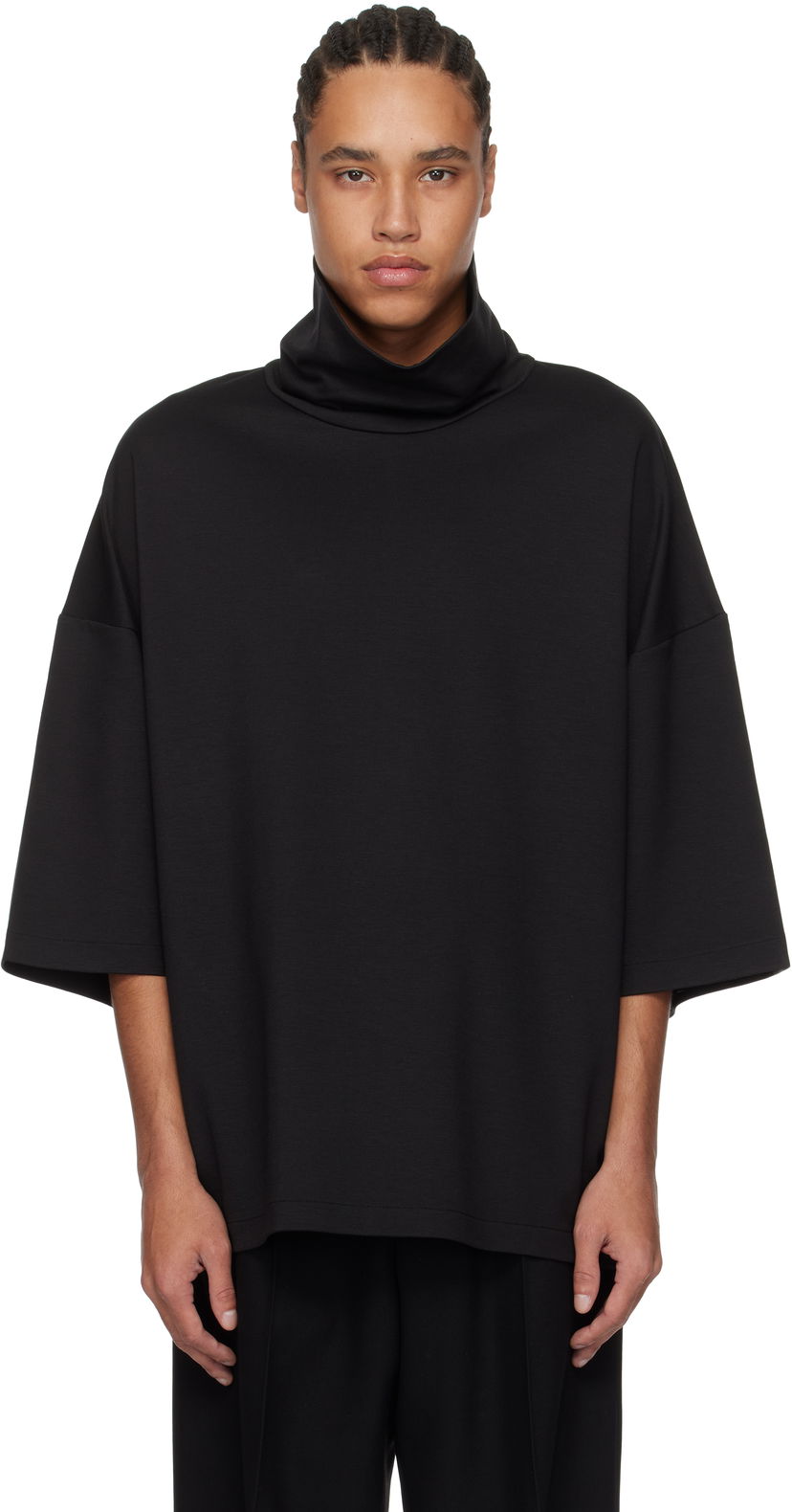 Džemper Fear of God Fear of God High Neck Short Sleeve Sweatshirt Crna | FGE250-519VIS