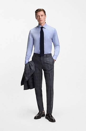 Košulja BOSS BECKHAM x BOSS slim-fit shirt in Oxford cotton Plava | 50554813, 1