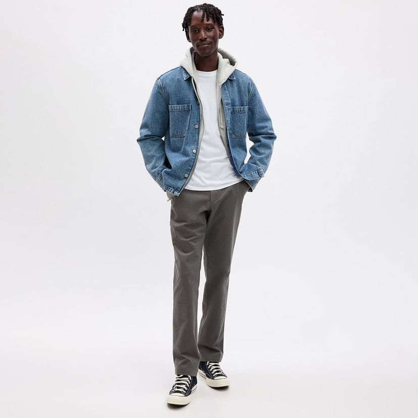 Hlače GAP Chino Straight Fit Pants Soft Black Siva | 472757-07